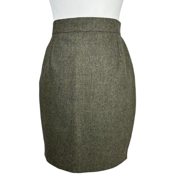 Fendi Women's Green Tweed Designer Virgin‎ Wool Career Pencil Skirt FR38/W25 - Picture 1 of 15
